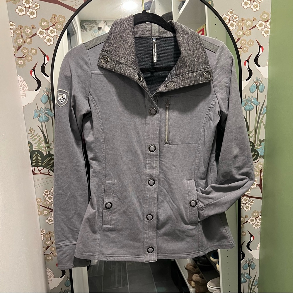 KUHL Women’s Krush Knit Jacket Grey Snap Up Form Fitted Hiking Sweatshirt XS - Picture 8 of 8